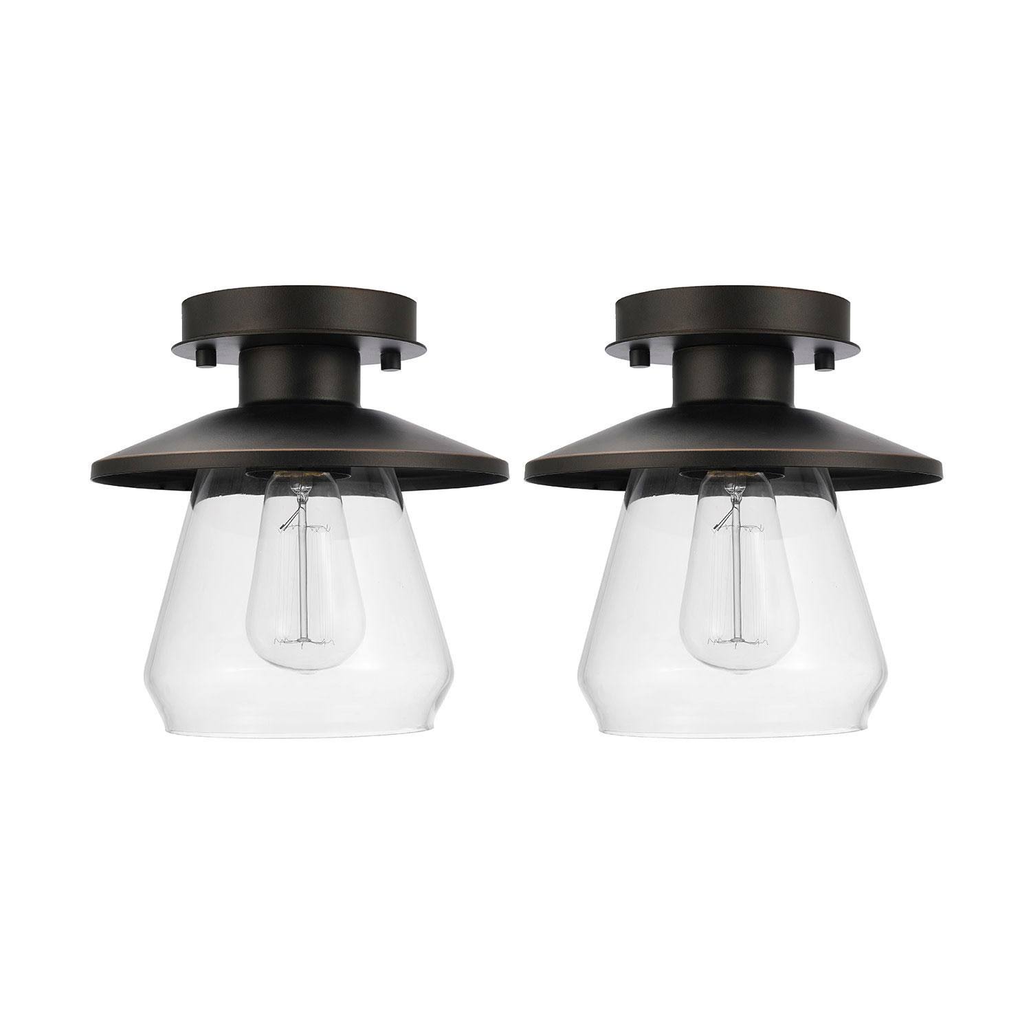 Globe Electric Nate 1-Light Flush Mount in Oil Rubbed Bronze with Bulb (2-Pack) 69982