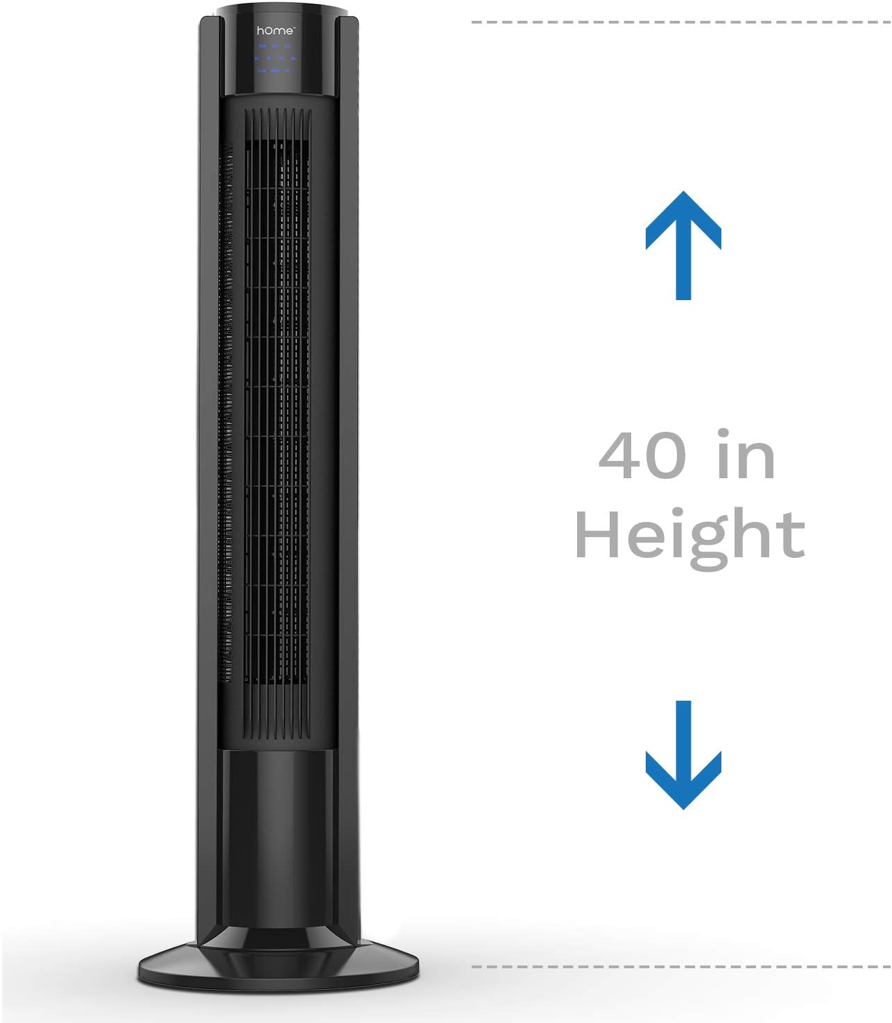 hOmeLabs Tower Fan - 40 Inch Quiet Portable Oscillating Fan with LED Display Built-in Timer 3 Modes and Speed Settings - Remote Controlled Stand Up Cooling Fan for Bedroom and Home Office Use - Black Pack of 2