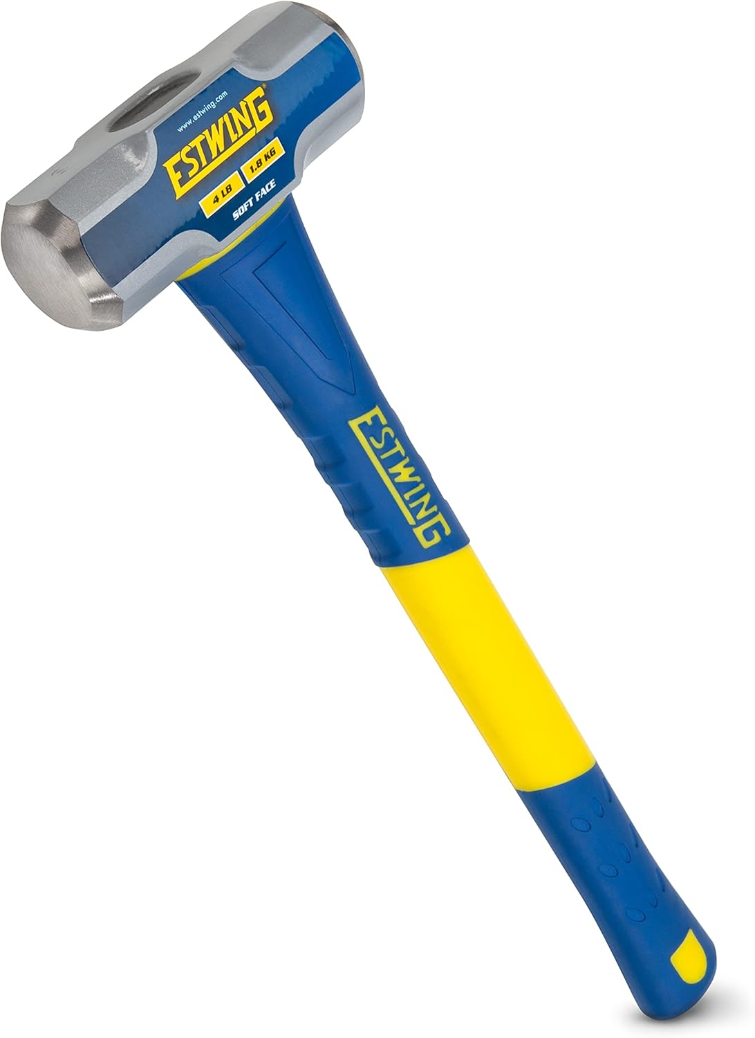 Estwing Soft Face Sledge Hammer for Automotive, Industrial, and Construction Use, 30-35 HRC, 36-Inch Long Fiberglass Handle with Ergonomic Two-Handed Grip (4-Pound Head x 16-Inch Handle)