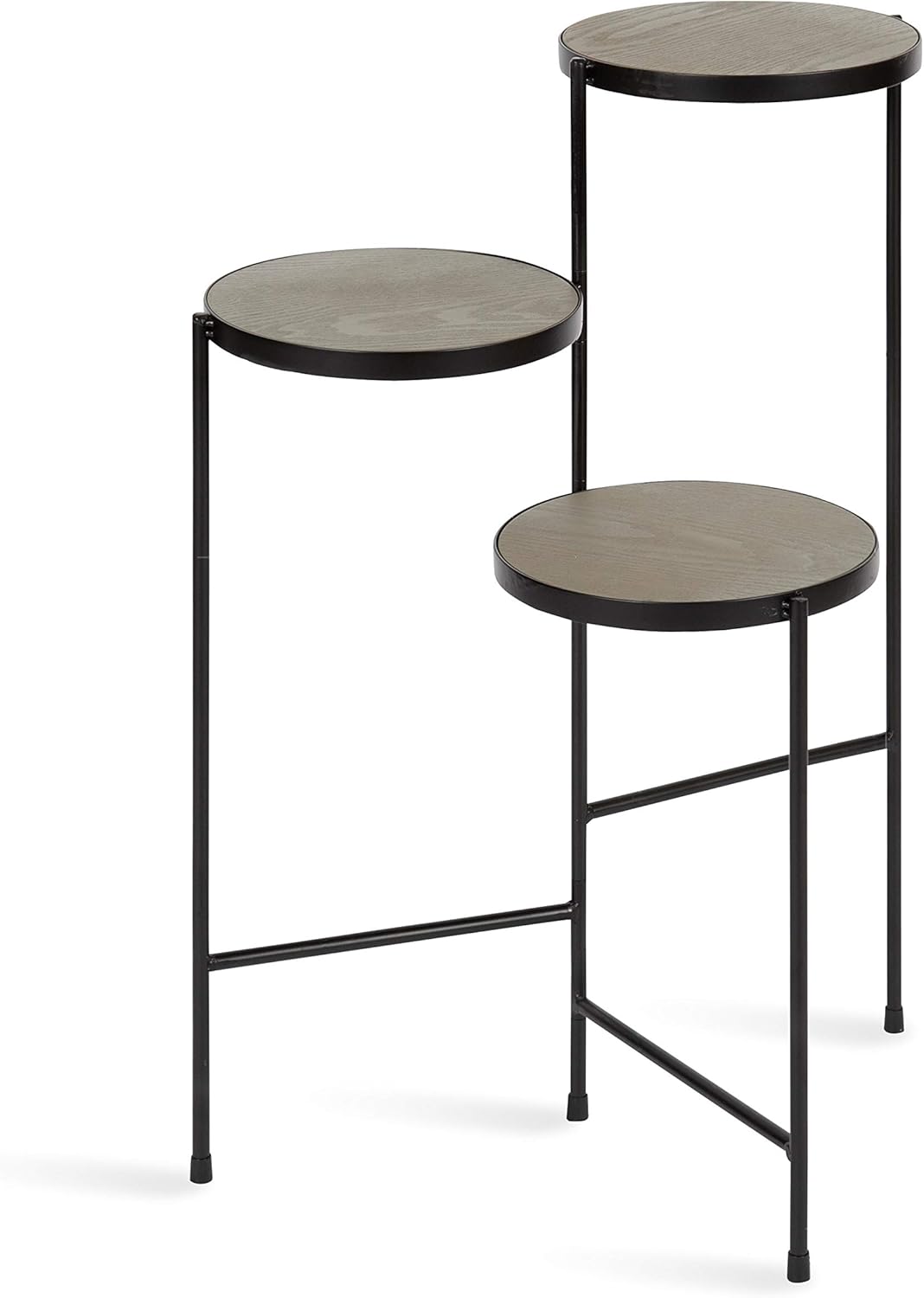 Kate and Laurel Fields Tri-Level Metal Plant Stand, Gray and Black, Decorative Hinged Tray Stand Display