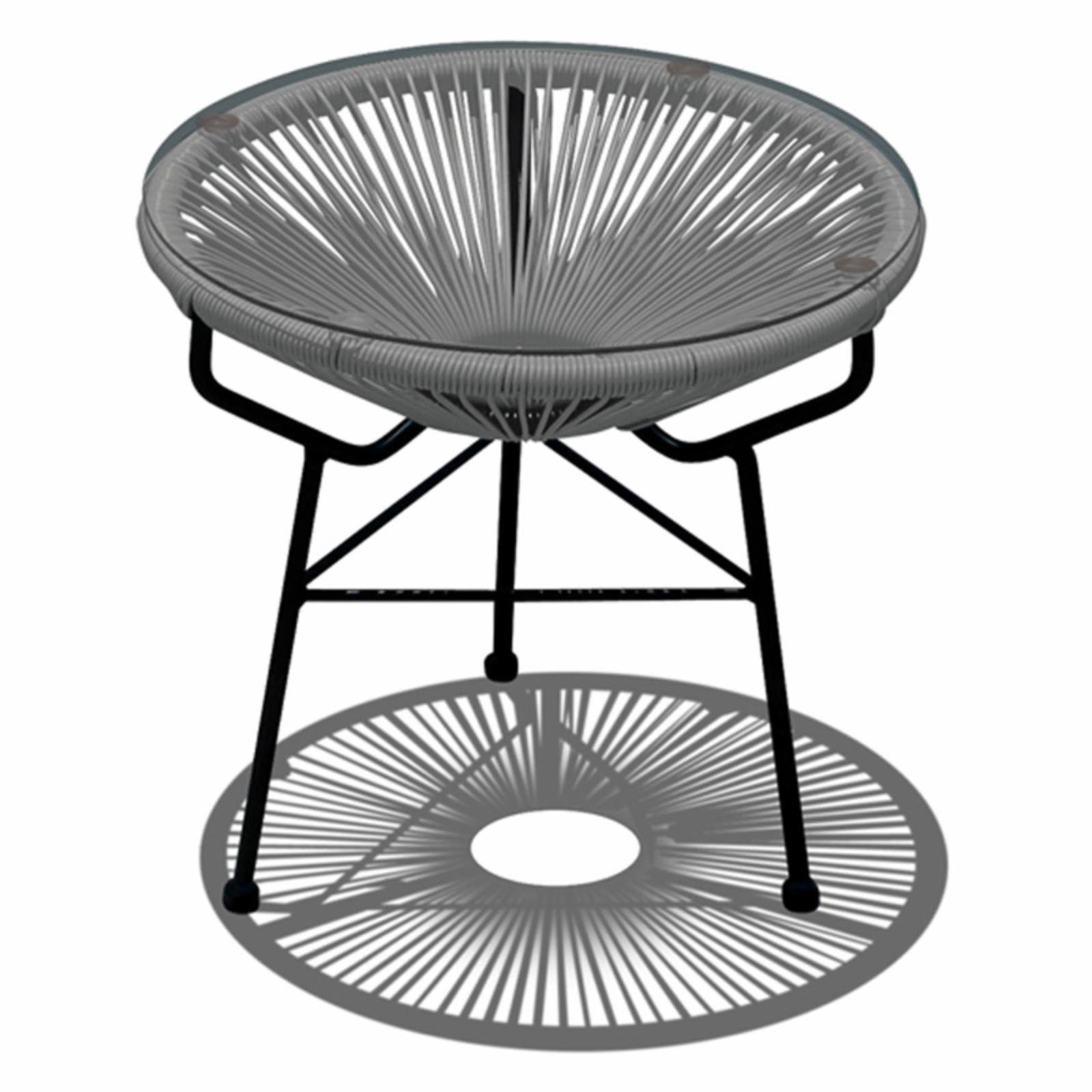 Harmonia Living Acapulco Glass Top Side Table Space Gray (Black Frame)