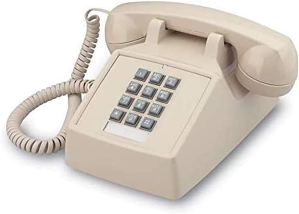 Single Line Classic 2500 Analog Desk Phone with Volume Control, Works on PBX, Handset and Line Cord, 2 Ports, Beige/Ash Pack of 2