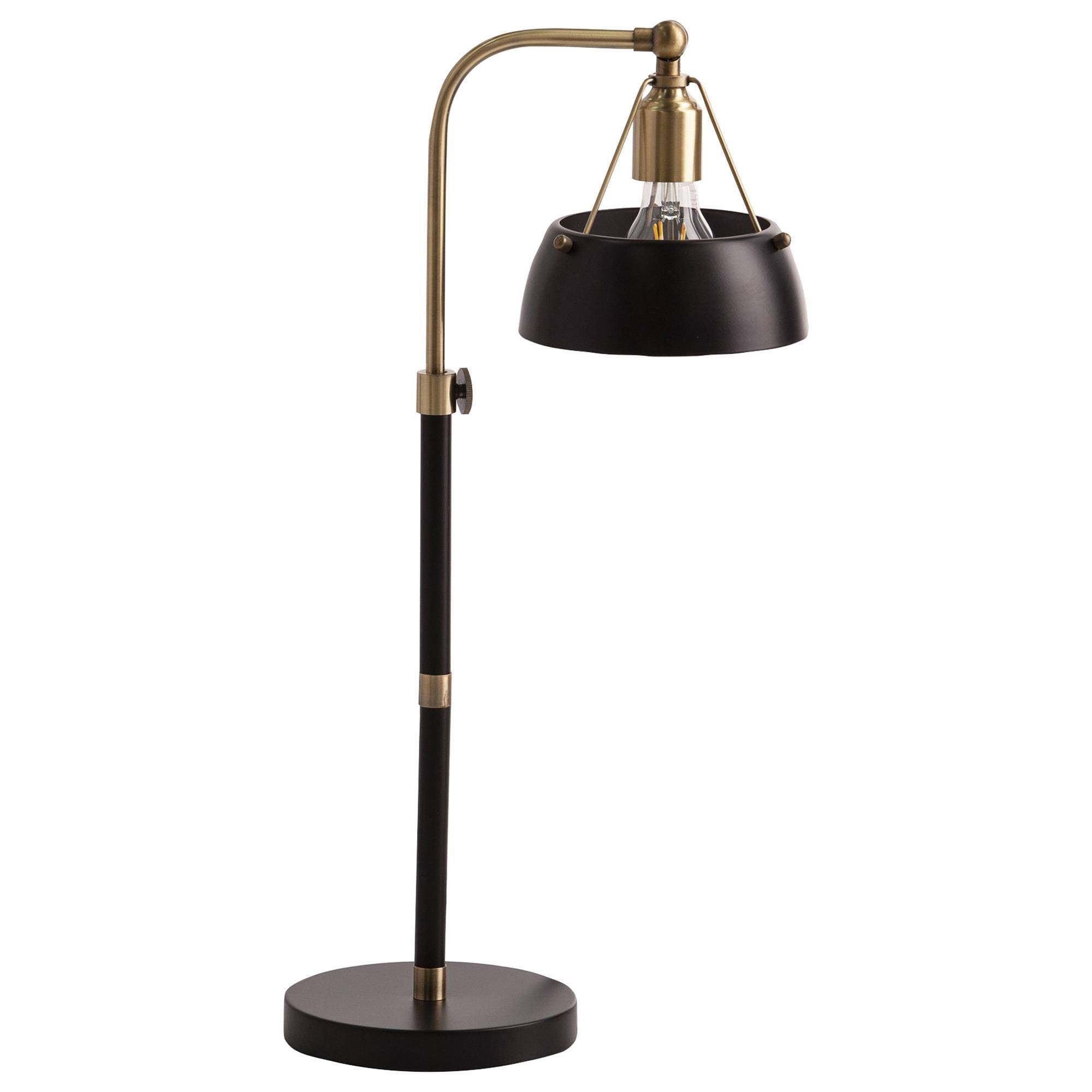 Southern Enterpises Renmarco Adjustable Table Lamp in Black/Brass