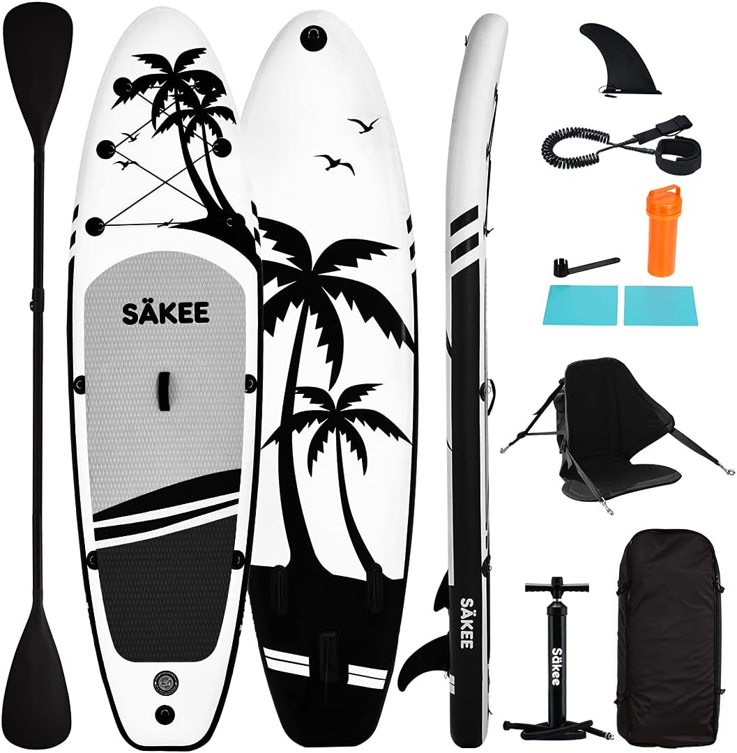 SÄKEE 10FT Inflatable Stand Up Paddle Board with Premium SUP Accessories, Fit for Youth & Adult Paddleboard with Kayak Seat