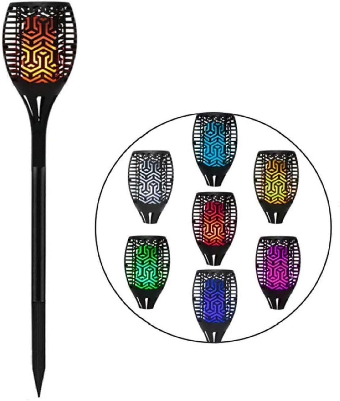 Solar Lights Upgraded Color Flame Outdoor Lights LED Energy Saving and Waterproof Lawn Walkway Landscaping Garden Yard Pathway Poolside Light 1 Packs