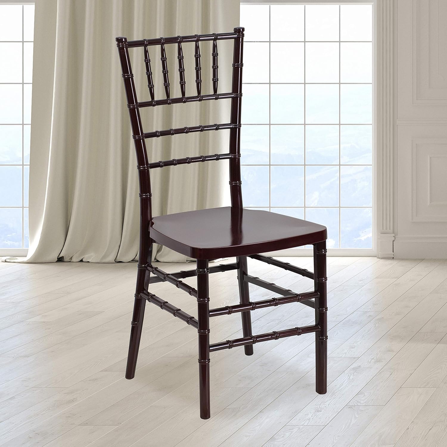 EMMA + OLIVER White Resin Stacking Chiavari Chair
