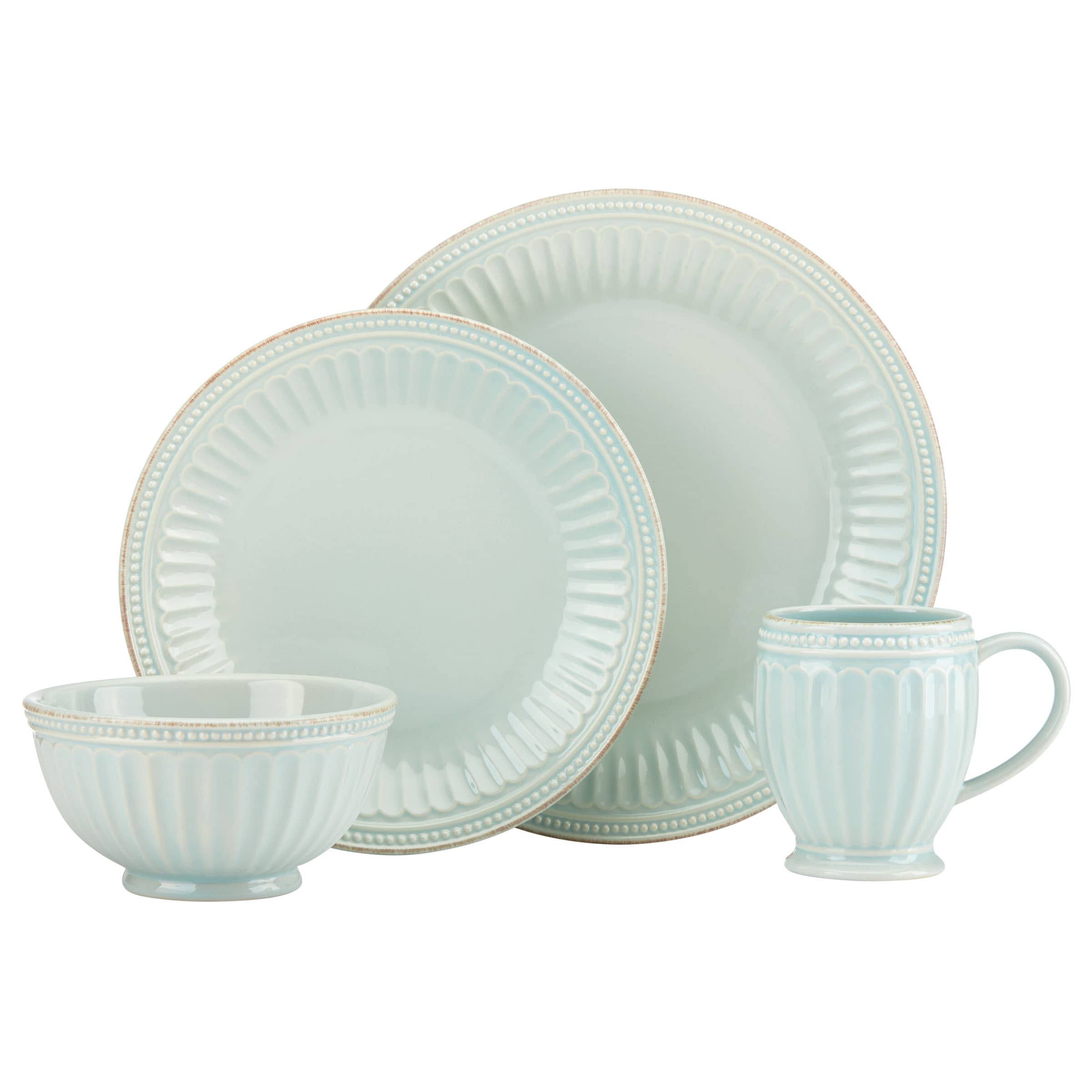 Lenox French Perle Groove 4 Piece Place Setting - Ice Blue