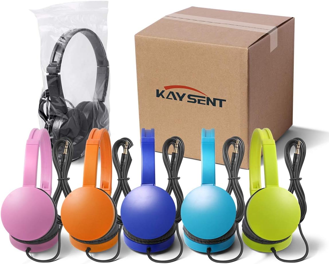Kaysent School Headphones for Classroom Students - (KHPC-12B) 12 Packs Black Color Kids' Headphones for School, Library, Computers, Children and Adult(No Microphone) Pack of 2