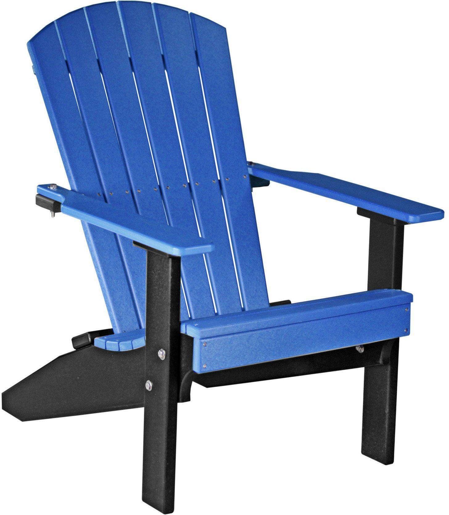 LuxCraft Recycled Plastic Lakeside Adirondack Chair-Blue on Black