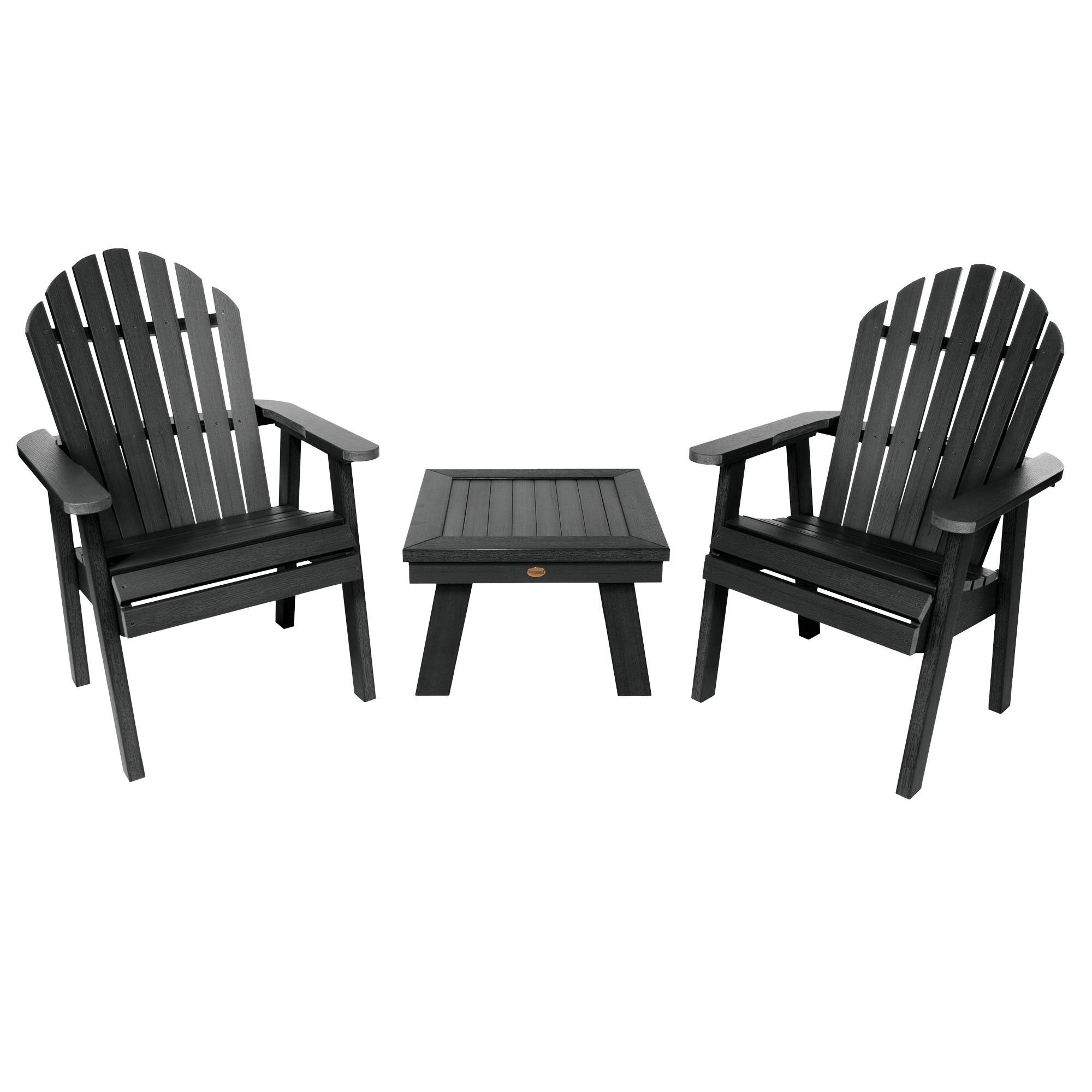 Highwood USA Hamilton 3 Piece Adirondack Set with Side Table, Black