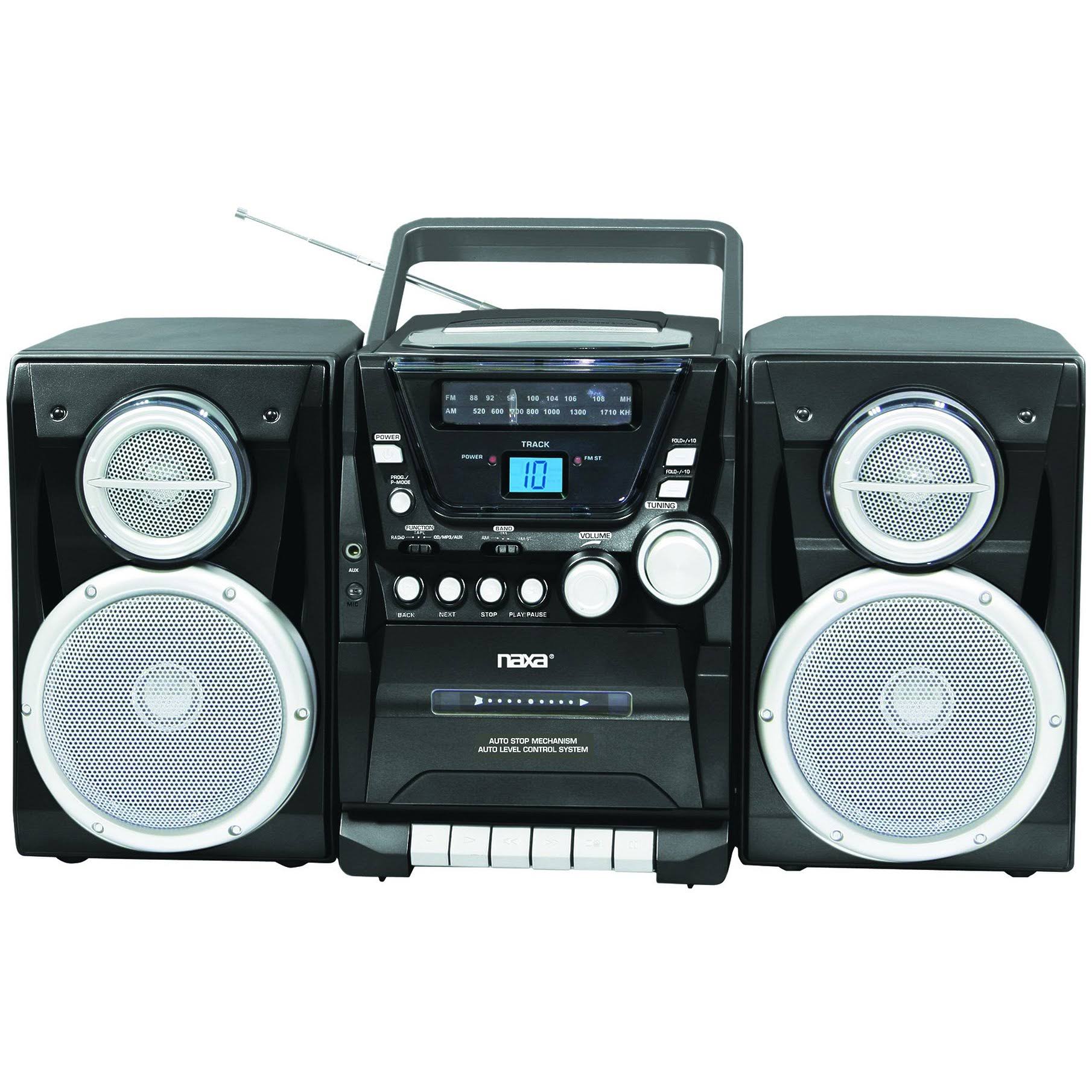 Naxa - Portable CD Player with AM/FM Radio Cassette u0026 Detachable Speakers