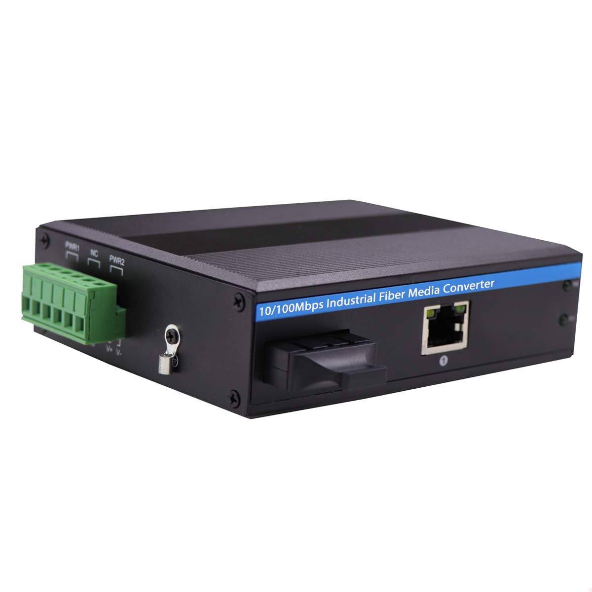 Industrial Grade Fast Ethernet Media Converter SC Fiber 20km, DIN-Rail Mounting Hardened Switch,High Temperature -40°～ 85°C (-40°～ 185°F) Pack of 2