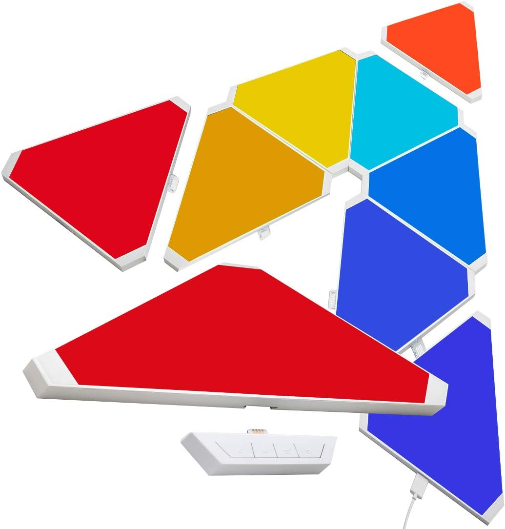 Esmlfe 9 Pack Panels WiFi Smart LED Light Kit DIY Rhythm Music Syncing Smarter Kit,Triangle Lights,Gaming Room Decor,Voice Control,Compatible with Alexa Google Home
