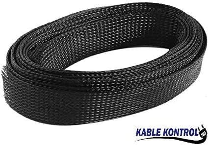 Kable Kontrol Cobra Expandable PET Braided Cable Sleeving - Diameter 1-1/2” Inch - 200’ Feet Long - Black - Abrasion Resistant - Braided Wire Wraps - Mesh Wire Loom