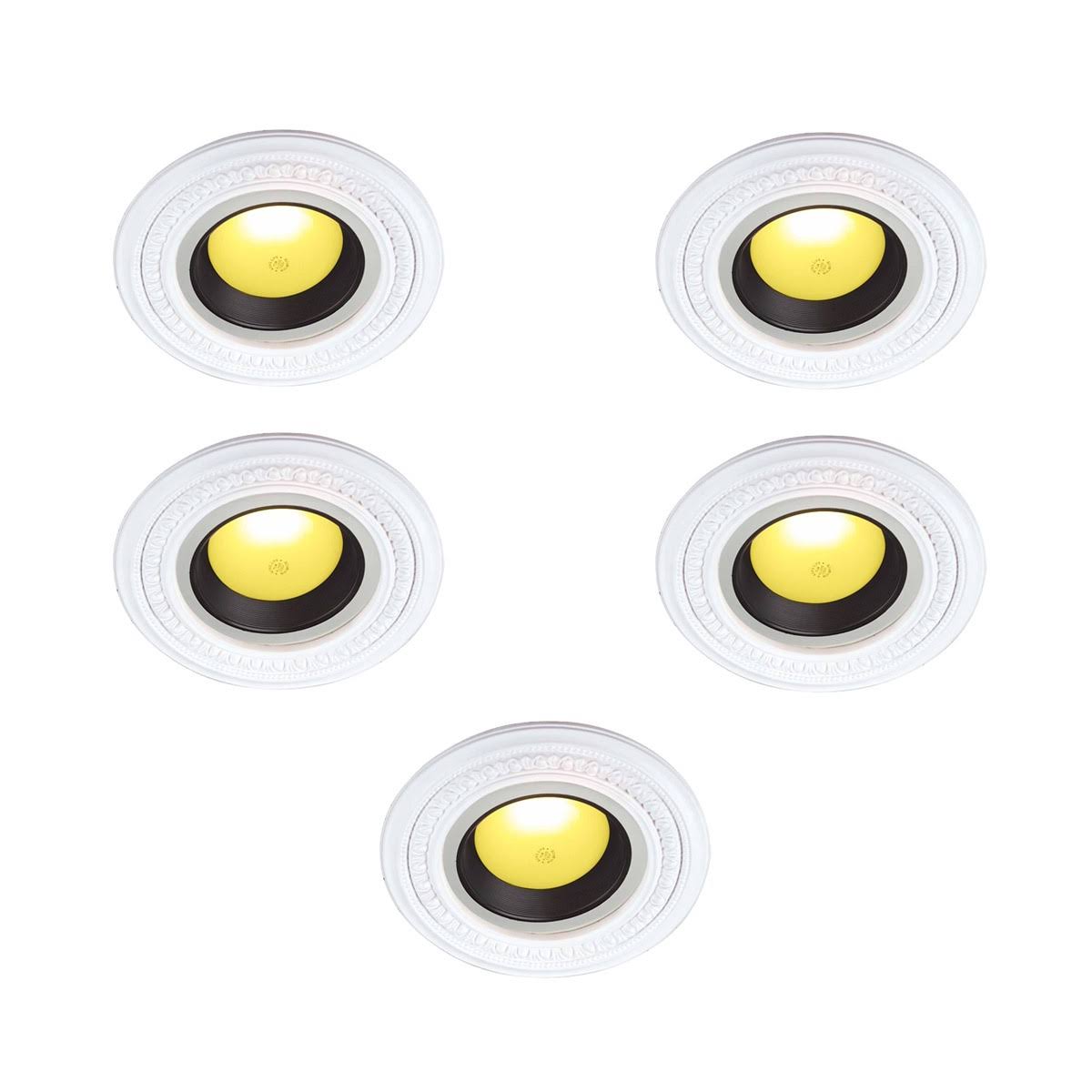 Renovators Supply White Urethane Spot Light Trim Recessed Durable Foam 6-1/2x22 ID Pack of 5