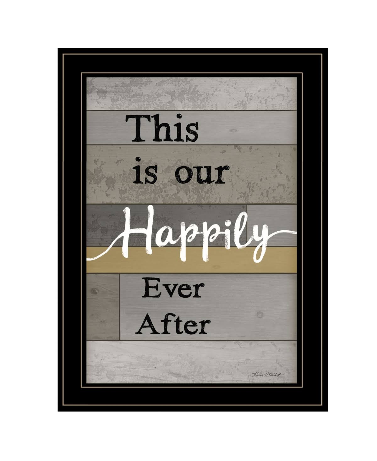 Trendy Decor 4U Happily Ever After Framed Art with Black Frame