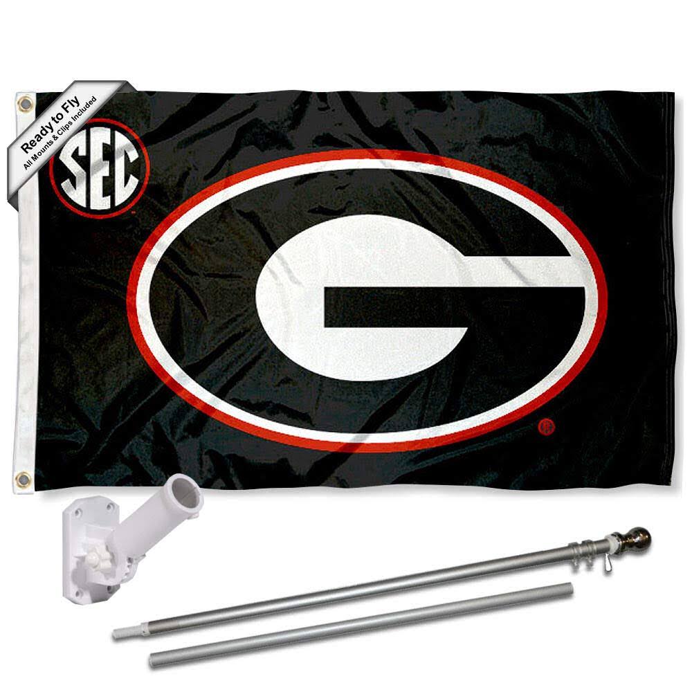Georgia Bulldogs SEC Flag with Pole and Bracket Kit