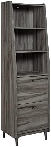 Sauder Harvey Park 3 Shelf Wooden Narrow Bookcase in Jet Acacia