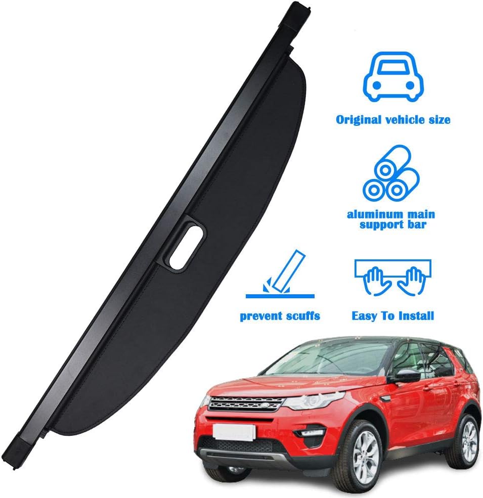 MarretooAuto Retractable Black Cargo Covers Fits for Land Rover Discovery Sport 2015-2019 Trunk Cover 2018 2019