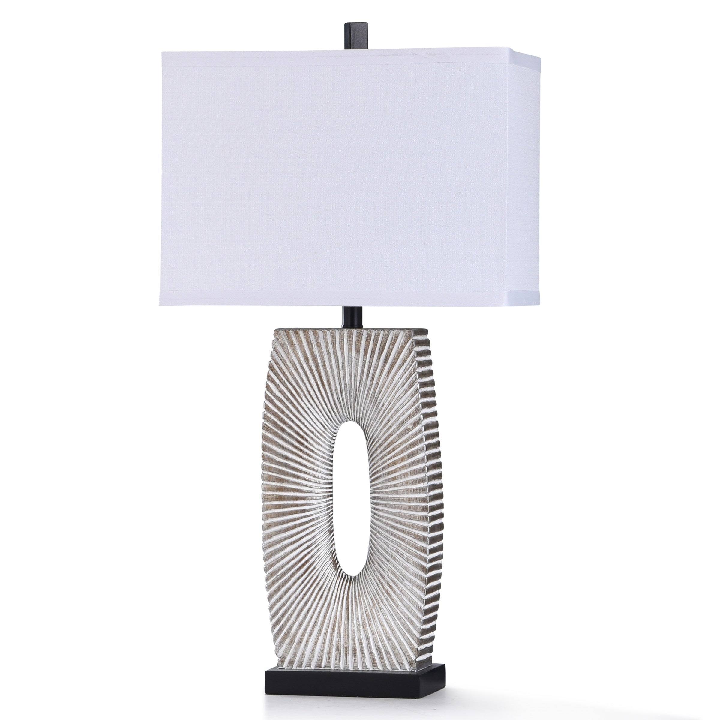 Stylecraft Home Collection MC Allen Table Lamp Silver Starburst Designed Resin with Black Base, White