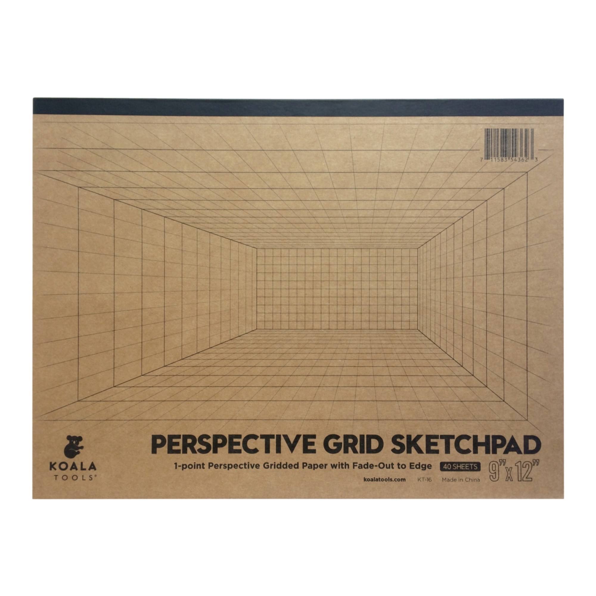 Koala Tools 1-Point Perspective Room Grid Sketch Pad, 9 x 12 Inches, Pack of 24