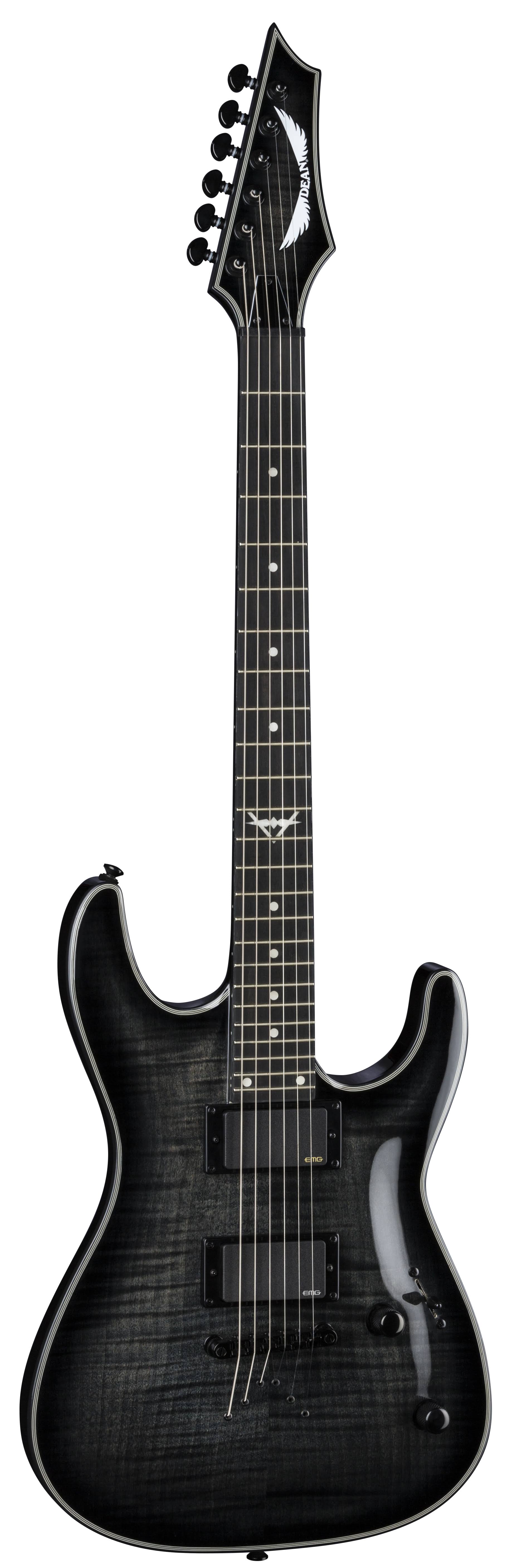 Dean Custom 450 Flame Top Electric Guitar w/EMG - Trans Black