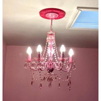 5 - Light Candle Style Classic / Traditional Chandelier with Crystal Accents House of Hampton Finish: Pink