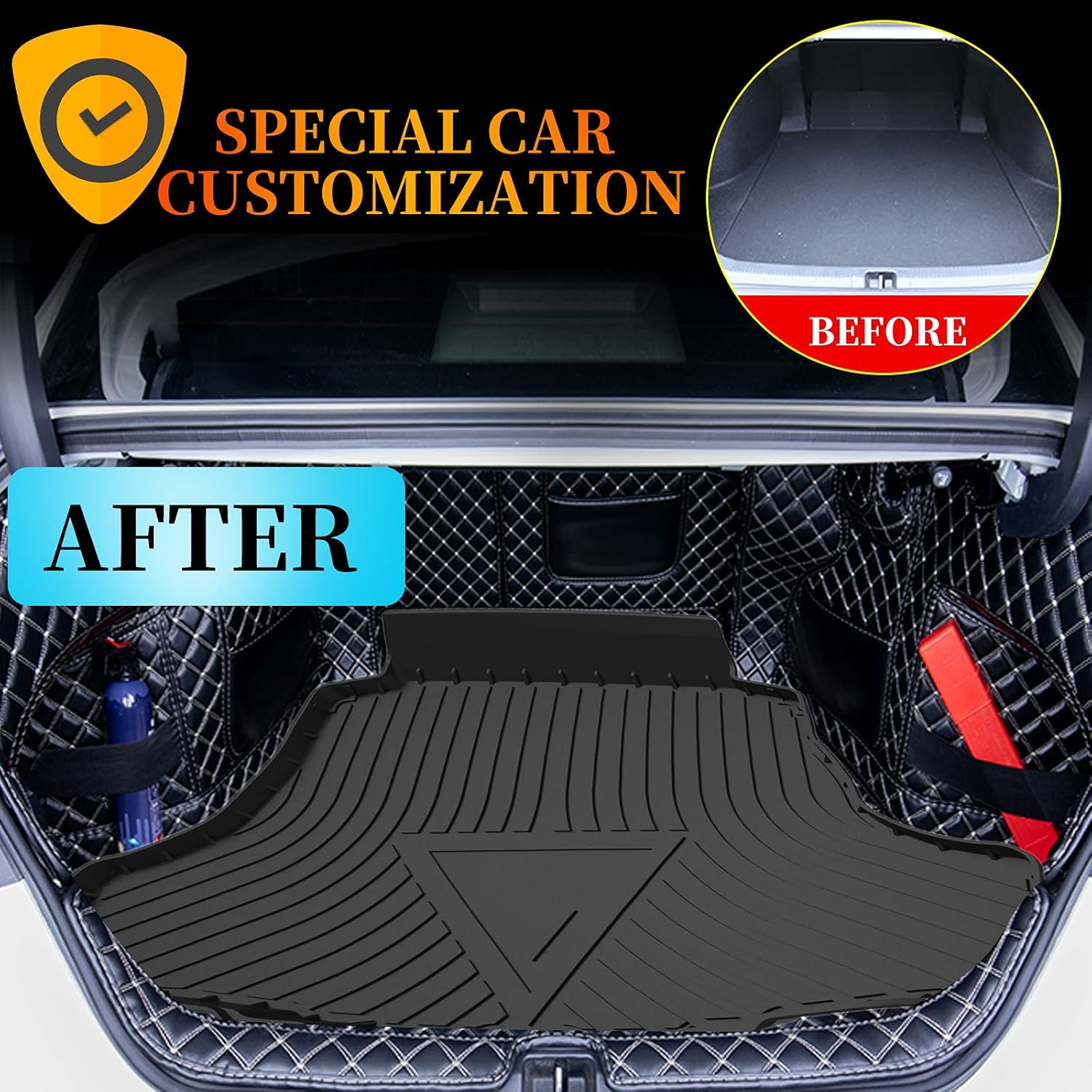 Elsetyler Cargo Liner for 2021 Camry - Black TPO All Weather Heavy Duty Waterproof Rear Cargo Tray Trunk Floor Mat Protector Compatible with 2018 2019 2020 2021 2022 Toyota Camry (KMR-622)