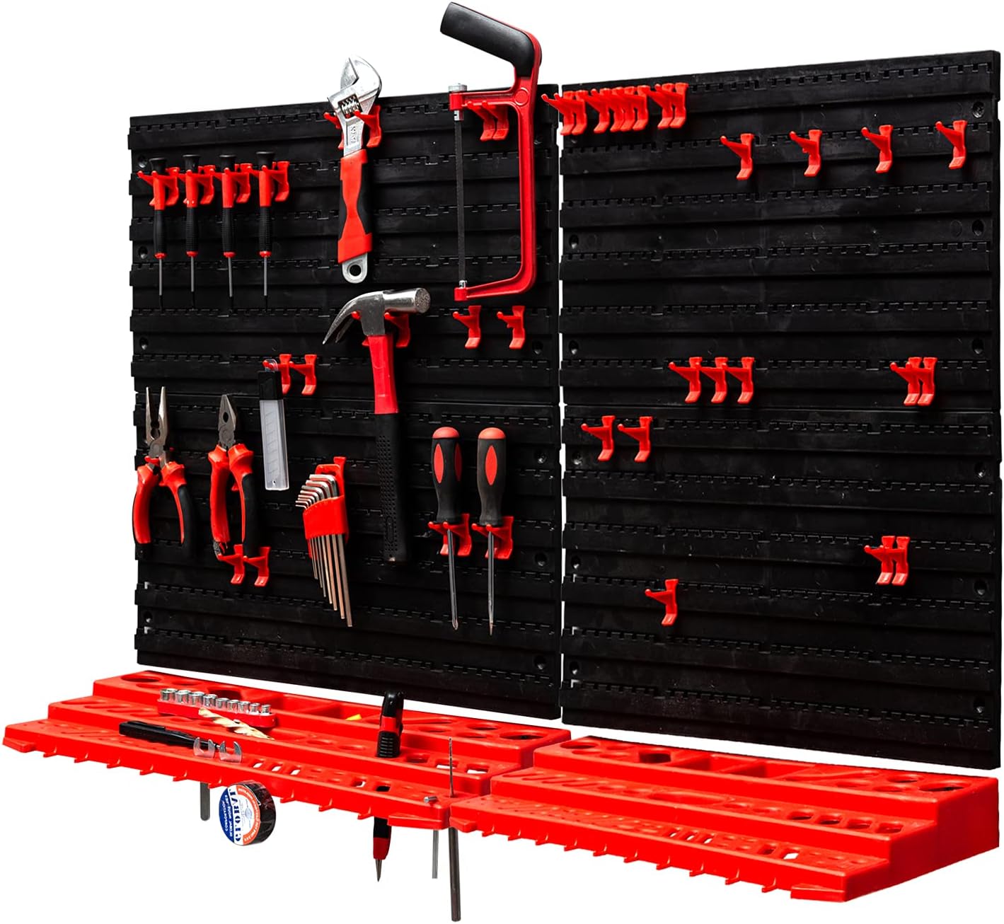 54-Piece Wall Mounted Peg Board,Large Capacity Garage Storage Rack,Pegboard Wall Organizer Tool Organizer for Tool, Parts,Workbench,Garge