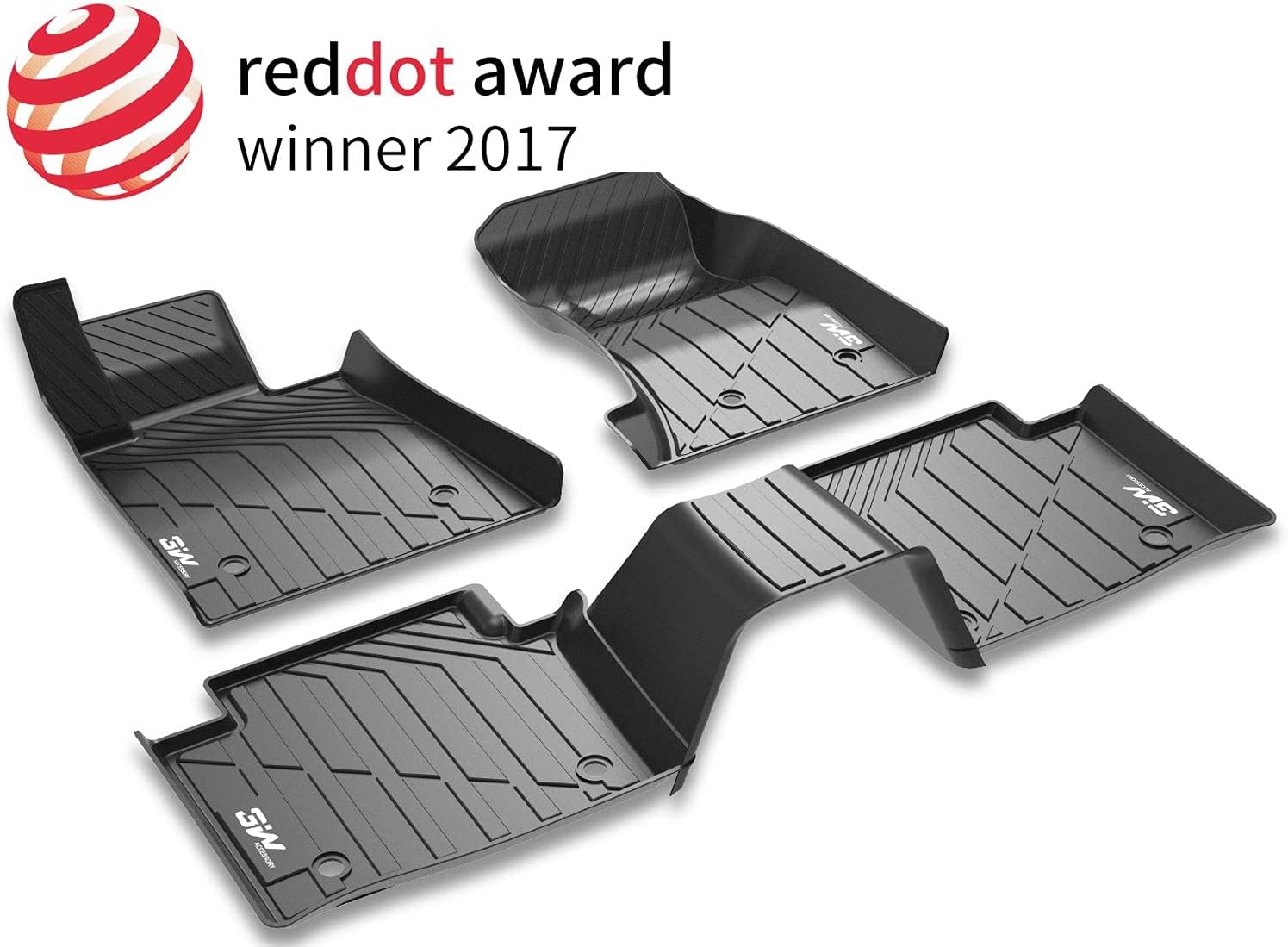 3W Floor Mats for Cadillac XT4 2019-2022, Custom Fit TPE All Weather Floor Liner, 1st and 2nd Row Car Mats Black