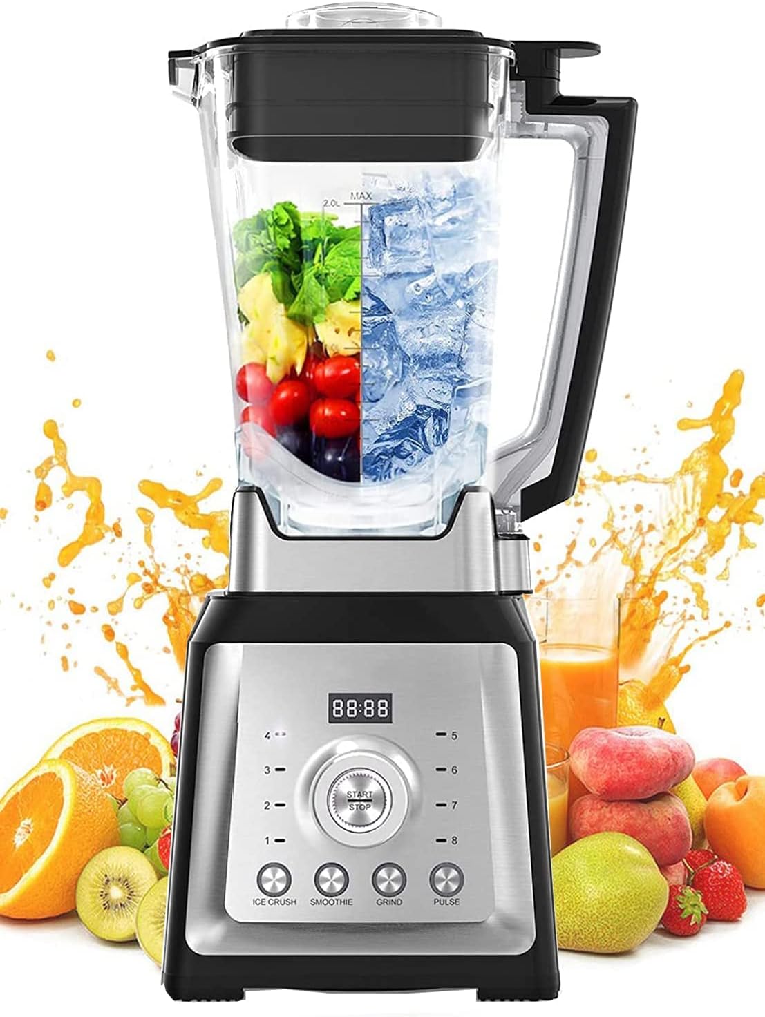 Professional Blenders for Kitchen,1450W Professional Countertop Blender with 68oz Tritan Pitcher, Smoothie Blender Maker for Shakes, Crushing Ice and Frozen Fruits, 8-Speeds Adjustable Pack of 2