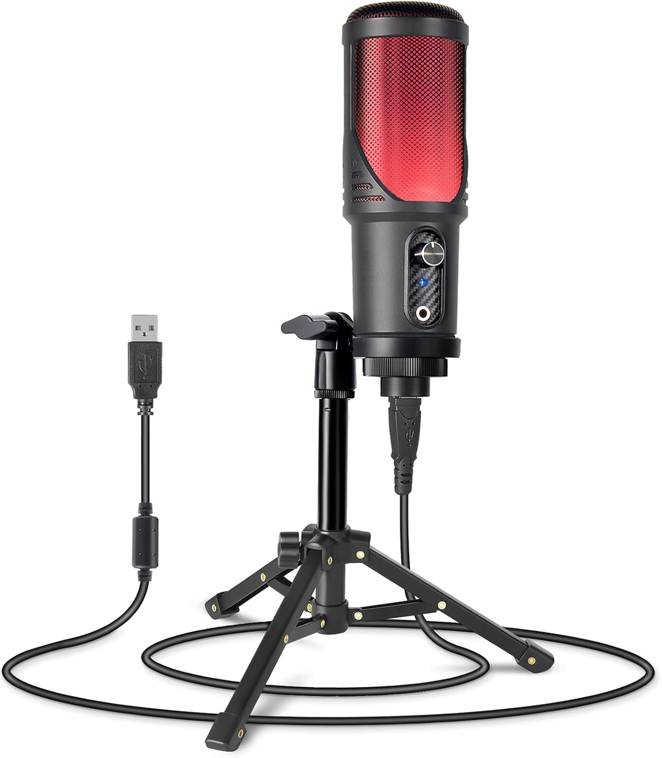 USB Gaming Condenser Microphone Professional 192KHZ/24Bit Studio Cardioid Condenser Mic Kit with Arm Stand Streaming Podcast Mic Kit for PC Black Pack of 2