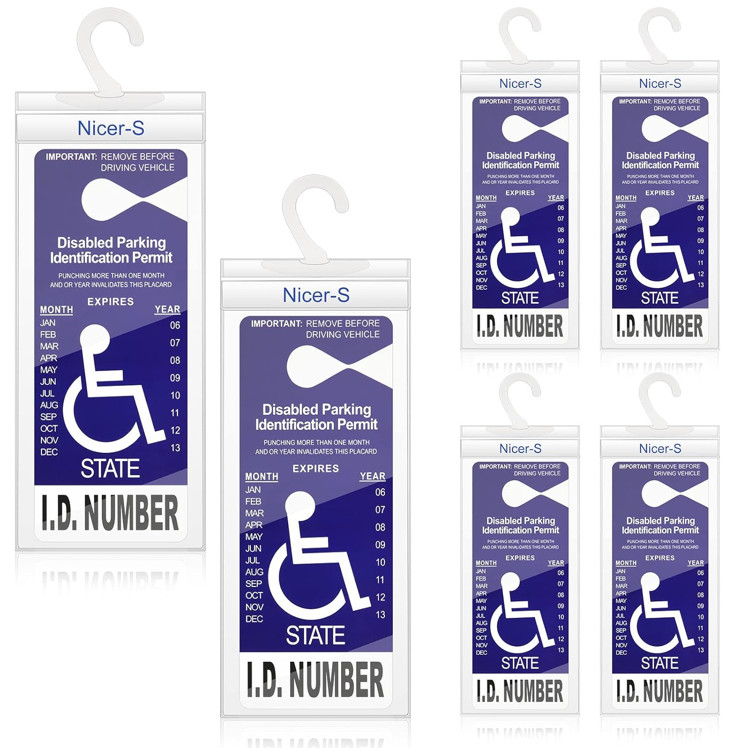 Handicap Parking Placard Holder Transparent PVC Disabled Parking Permit Placard Protectors 11.8 x 5 Inch Handicap Card Holder Placard Protective Holder Cover with Large Hanger (6 Pieces)