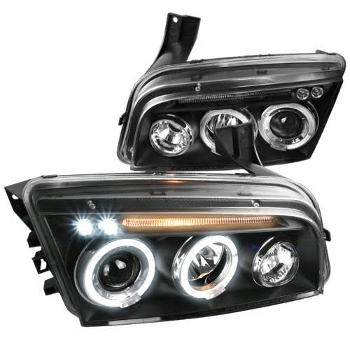 Spec-D Tuning LHP-CHG05JM-TM Dodge Charger Halo LED Projector Head Lights Black