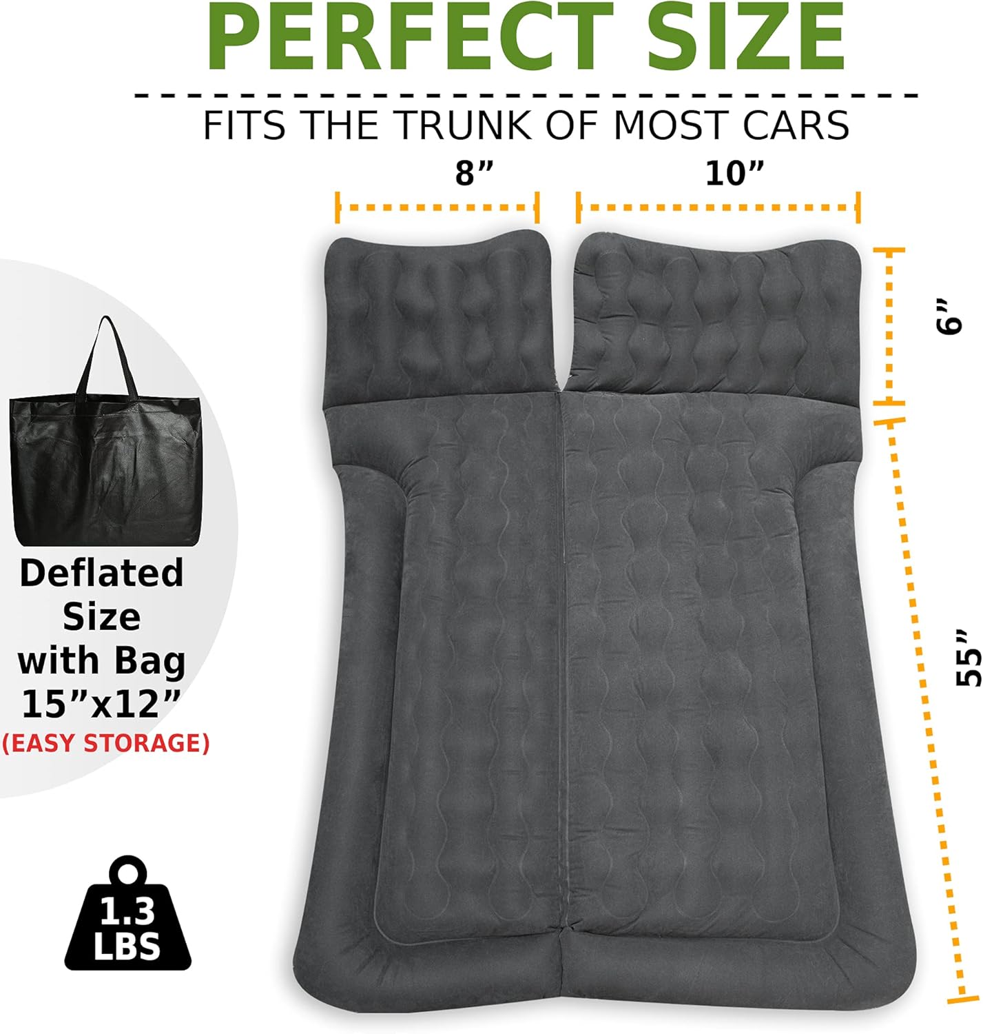 Zone Tech Car Trunk Inflatable Air Mattress - Premium Quality Easy Inflation Air Pump Flocking Surface Back Seat Mattress Thickened Bed with 2 Inflatable Pillows for Travel Camping Family Outing