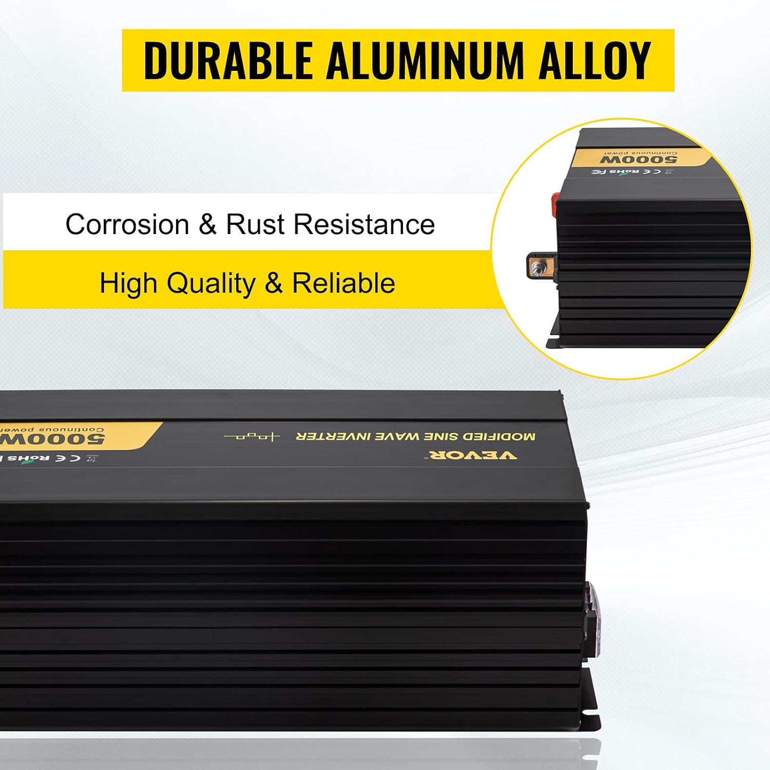 VEVOR Power Inverter, 5000W Modified Sine Wave Inverter, DC 12V to AC 120V Car Converter, with LCD Remote Controller, LED Indicator, AC Outlets Inverter for Truck RV Car Boat Travel Camping Emergency