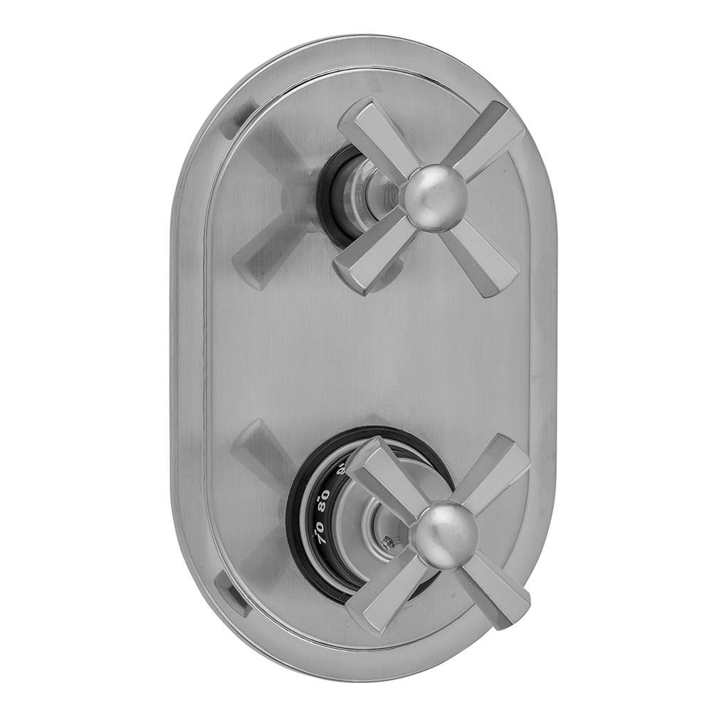 Jaclo T9585-TRIM-BG Oval Plate with Hex Cross Thermostatic Valve with Hex Cross Built-in 2-Way or 3-Way Diverter/Volume Controls