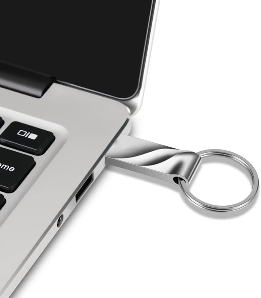 Eucebay USB Flash Drive 64GB Pendrive Portable Thumb Drive USB 3.0 Metal Waterproof USB Memory Stick for Data Storage and Backup-Silver Pack of 2