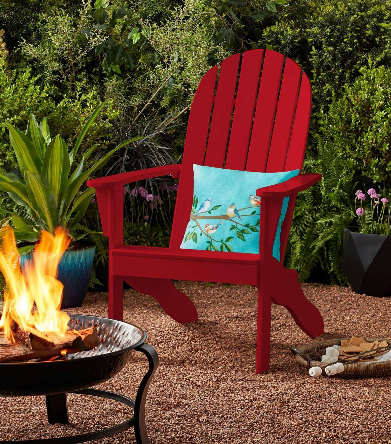 Mainstays Wood Outdoor Adirondack Chair Red