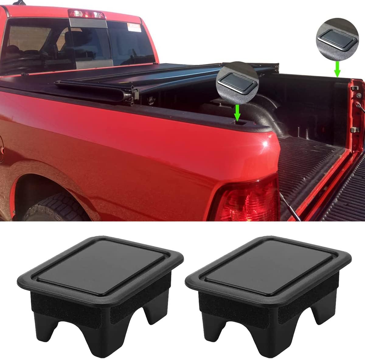 Ram 1500 Stake Pocket Covers 2pcs Rear Truck Bed Rail Stake Pocket Cover Stake Hole Plugs Caps Compatible with Dodge Ram 2019 2020 2021 Accessories