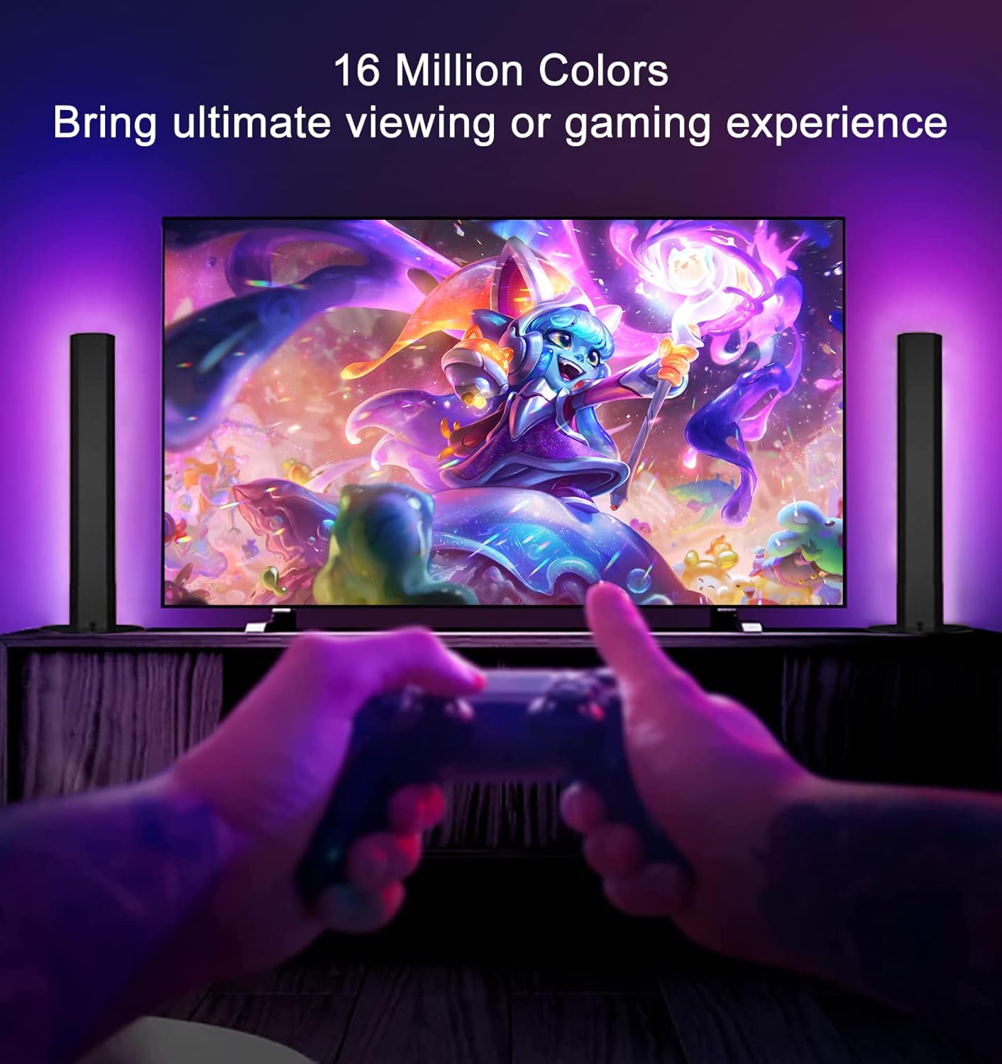 Smart LED Light Bars, RGB Light Bar with 256 Scene Modes and Music Modes, Bluetooth Color Light Bar for Ambiance Backlights, Gaming Lighting, Party, PC, TV, Room Decoration Pack of 2