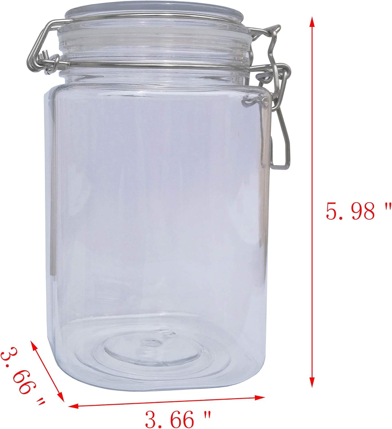 FixtureDisplays Wire Clasp PET Jar 800 ml Spice Jar Seal Paint Oil Storage Jar Container Lock 18615-800ML-6PK-FBA Pack of 2
