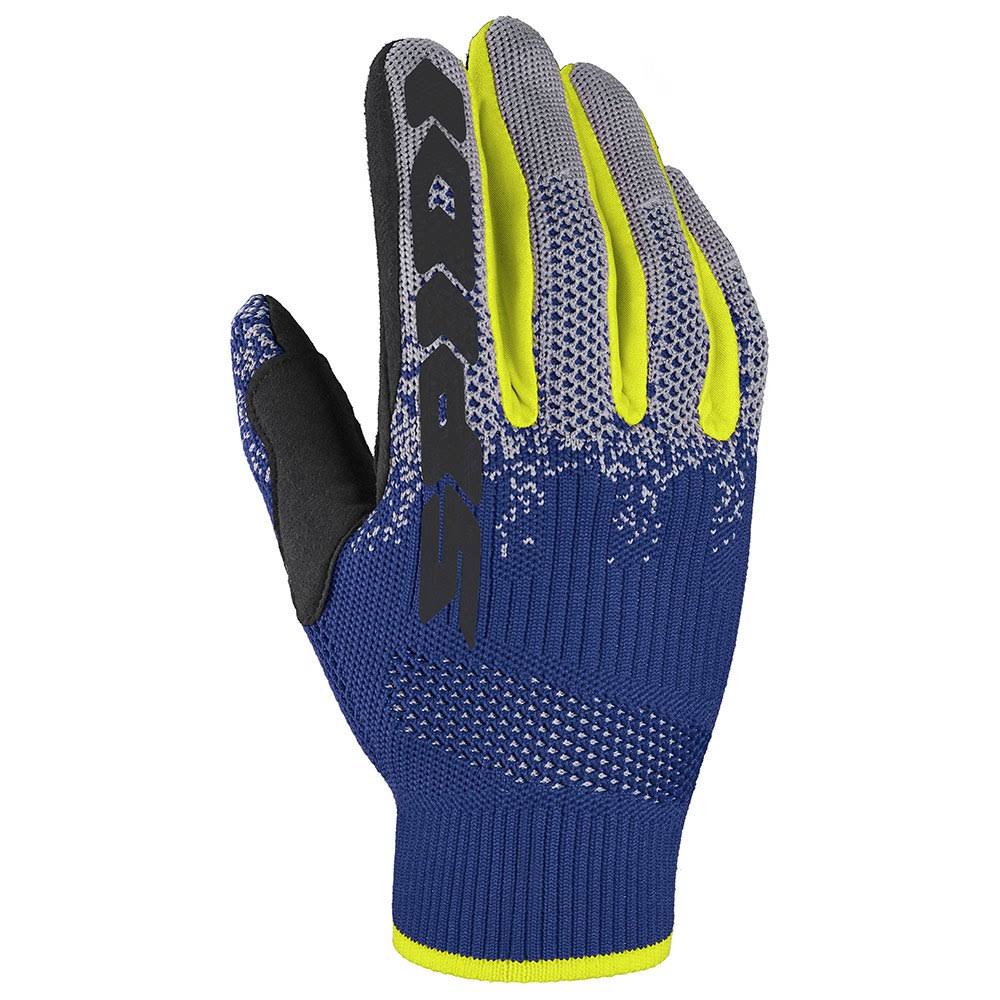 Spidi X-Knit, Gloves - Black/Blue/Grey/Neon-Yellow - M