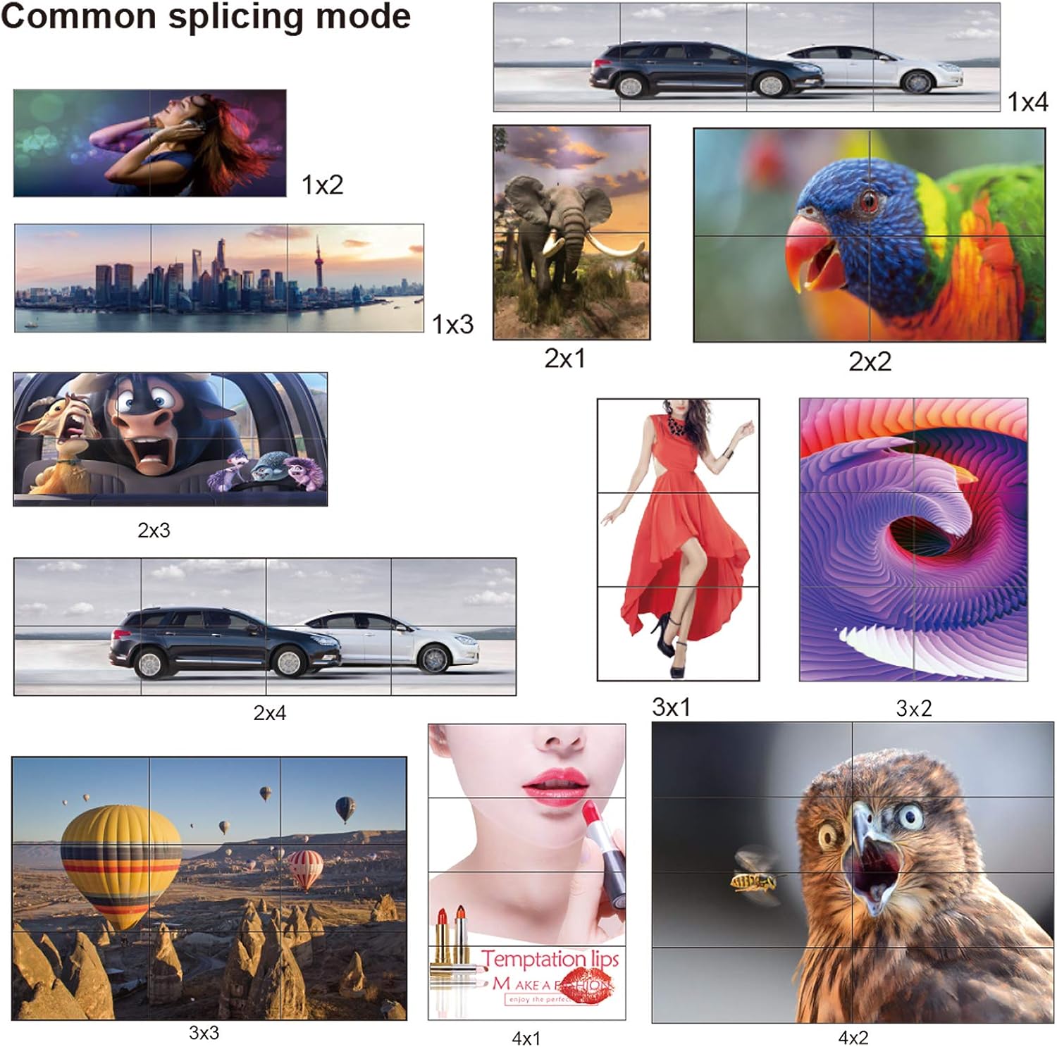 Deface Video Wall Controller & Player 3x3 4K 3840x2160@30Hz Processor HDMI 1.4 HDCP 1.4 Support 3x3, 1x3, 1x4, 2x3, 2x4, 3x2, 4x2 Modes with 1 HDMI Input 9 HDMI Output