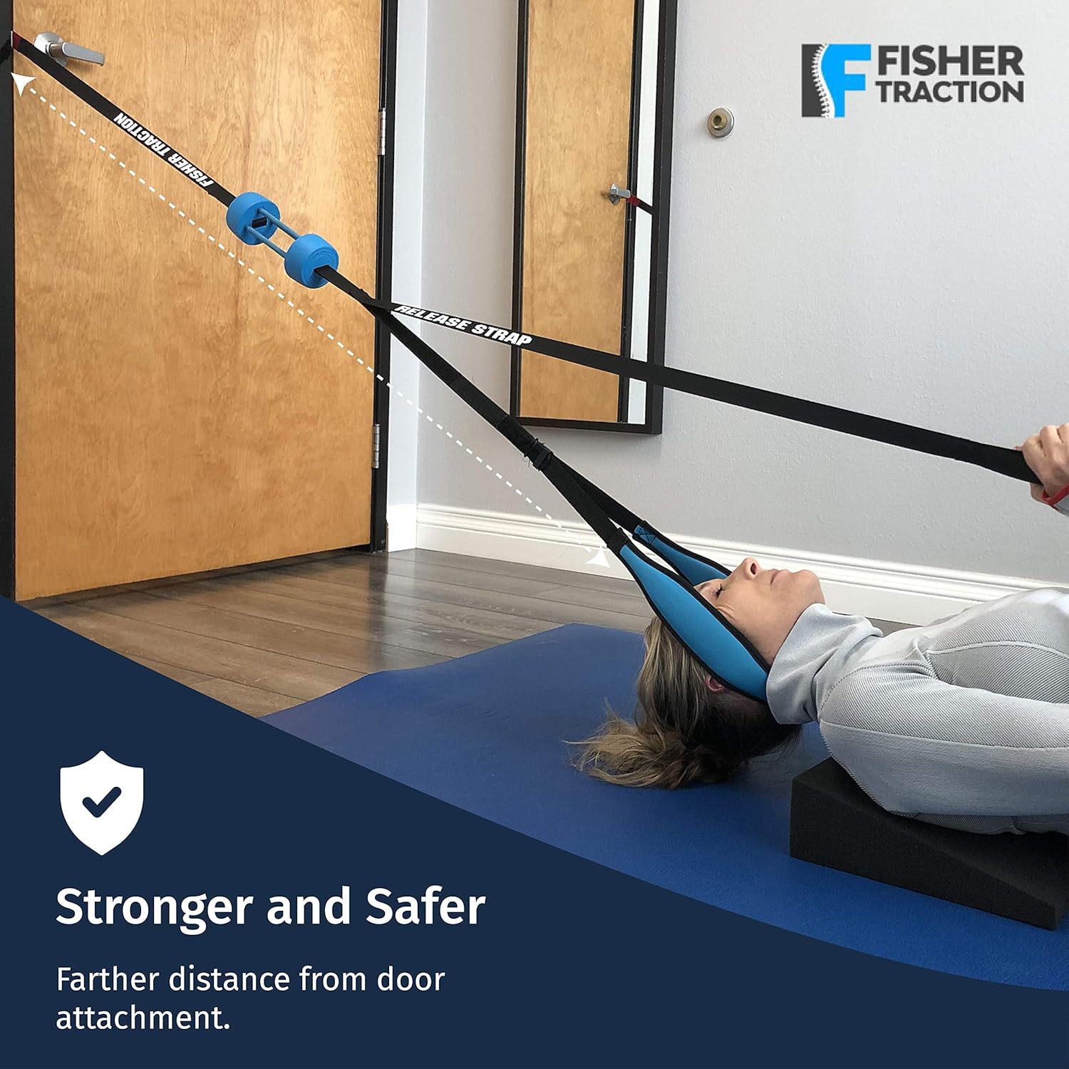 Fisher Traction Neck Traction Device for Neck Pain Relief, Posture Therapy Corrector, Door Traction Device for Spine Decompression and Joint Stretching, Portable Neck Traction Therapy Pack of 2