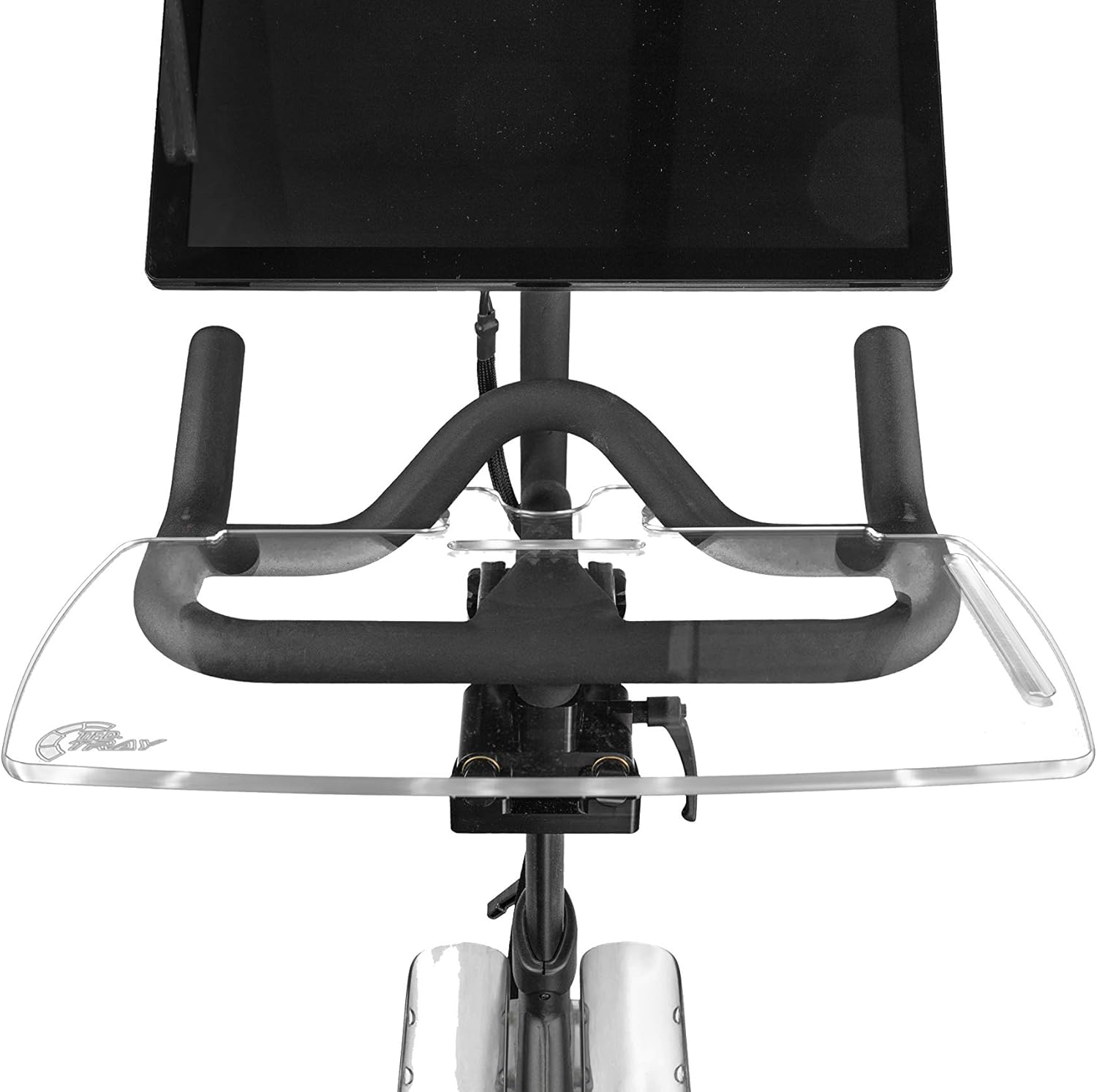 Spintray Top from Design | New & Improved V2 Tray for Peloton | Work & Ride with Your Phone, Laptop, Book or Tablet | Peloton Accessories | Peloton Tray (Clear) Pack of 2