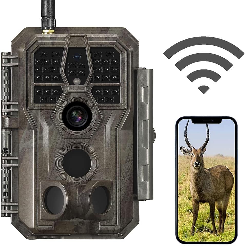 WiFi Trail Camera 32MP 1296P H.264 Video Fast 0.1S Trigger Speed Hunting Trail Camera with Night Vision Motion Activated Waterproof IP66, Phone App for Outdoor Wildlife Monitoring