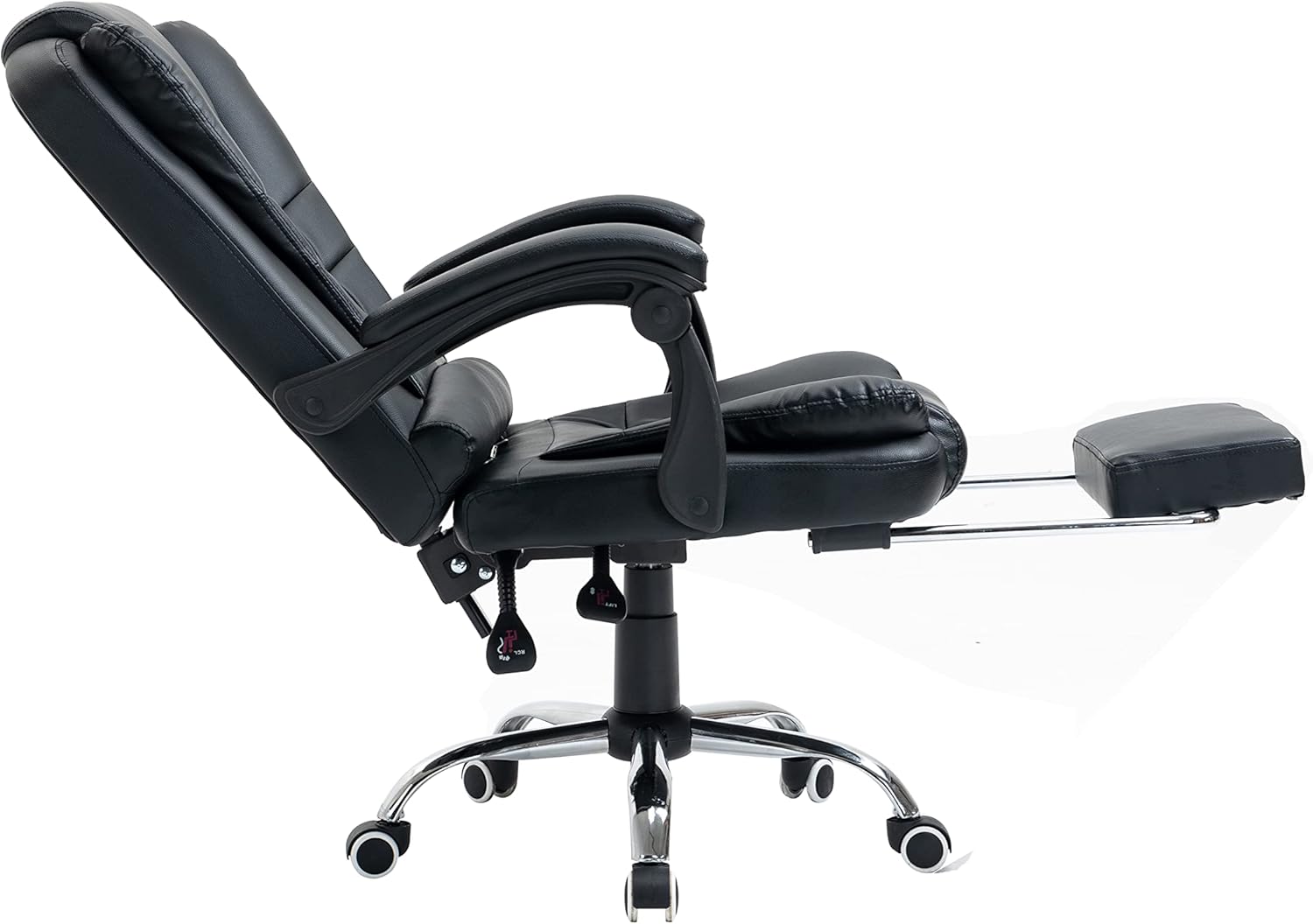 AMERROBIL Massage Office Chair Executive Chair with Footrest, PU Leather High Back Swivel Rocking Chair with Height Adjustable Seat, Computer Desk Chair with Ergonomic Back and Thick Padding (Black)