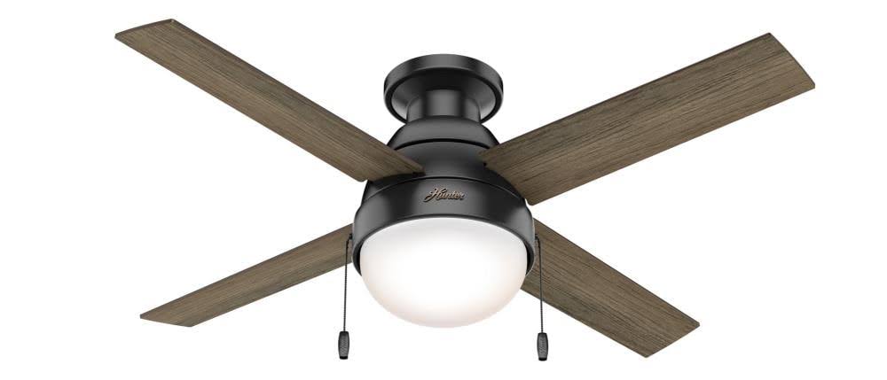 Hunter Kensie 44-in Matte Black LED Indoor Ceiling Fan (4-Blade) 50642