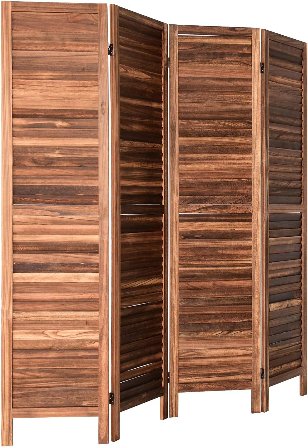 GLSLAND 4 Panel Wood Room Divider 5.6 Ft Tall 16